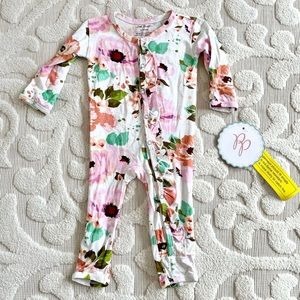 Posh Peanut Winter Peony long sleeve ruffled romper NWT!